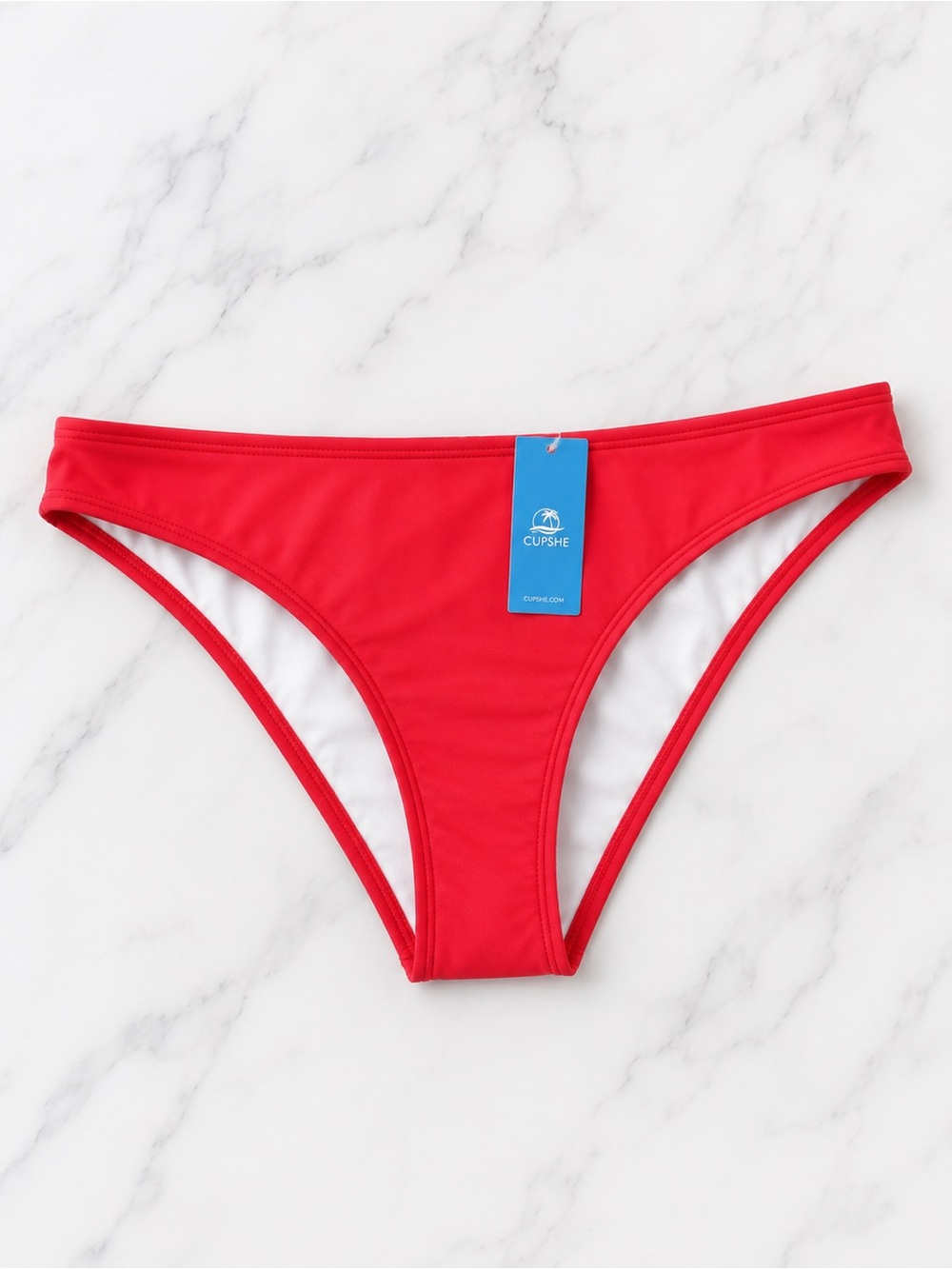 Cupshe Bold Red Mid-Rise Bikini Bottom